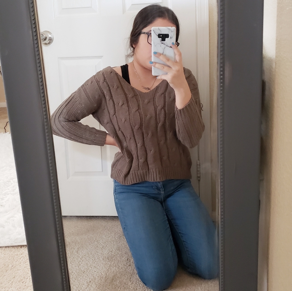 Crisscross Brown Sweater